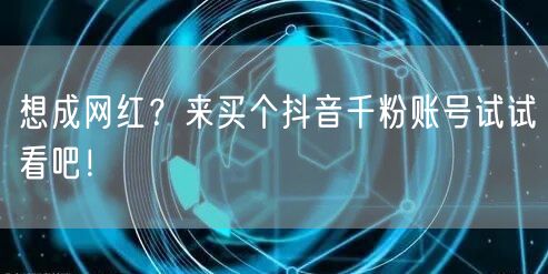 想成网红？来买个抖音千粉账号试试看吧！