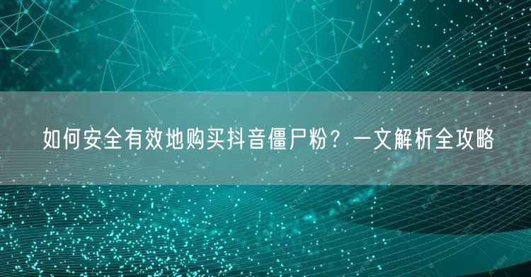 如何安全有效地购买抖音僵尸粉？一文解析全攻略