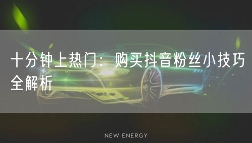 十分钟上热门：购买抖音粉丝小技巧全解析