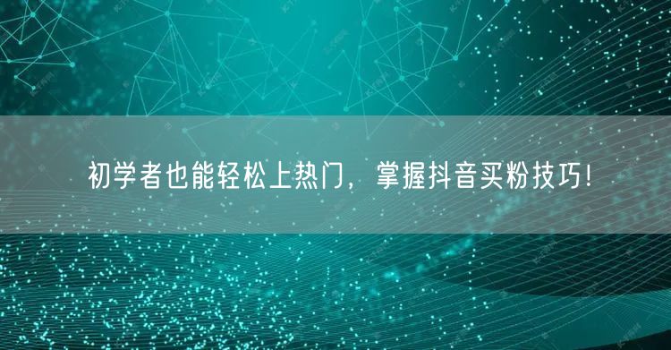 初学者也能轻松上热门，掌握抖音买粉技巧！