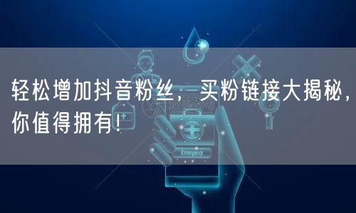 轻松增加抖音粉丝，买粉链接大揭秘，你值得拥有！