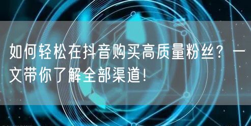如何轻松在抖音购买高质量粉丝？一文带你了解全部渠道！